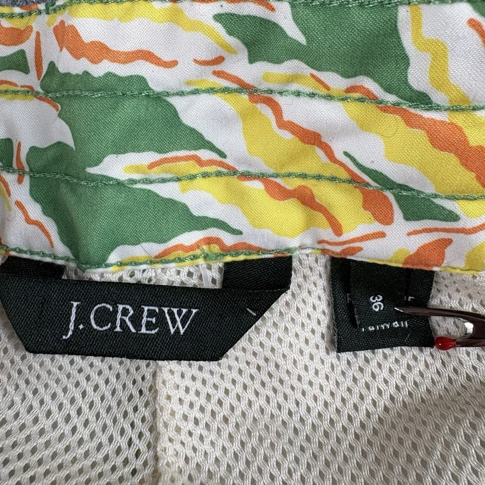 J.Crew Board Shorts Men's 36 Green Tropical Leaf Print Swim Trunks Preppy Beach